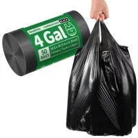 Small Trash Bags with Handles (1.2/2/2.6/3/4/5/6/8/13 Gallon) - Ocean Plastic Upcycling - Plastic Garbage Bags, Can Bin & Waste Basket Liner for Kitchen, Bathroom, Office and Pets