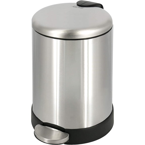 Small Trash Can, 1.2 Gallon | Round Stainless Steel Garbage Bin with Soft Close Lid & Step Foot Pedal Metal Waste Basket Removable Inner Bucket,