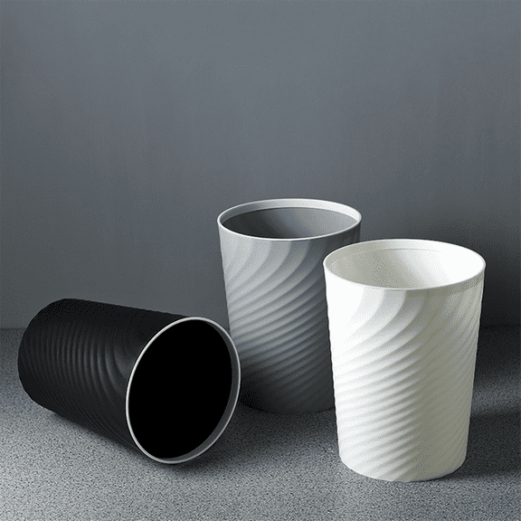 Small Trash Can, 3Pcs Bathroom Trash Can, Slim Round Waste Basket, for Kitchen, Dorm, Bedroom, Office, Living Room-Black