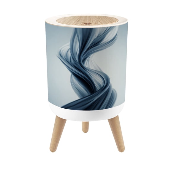 Small Trash Can with Lid Abstract Ink Navy Blue Modern Minimalist Waves Gradients Blue 1.8 Gallon Dog Proof Trash Can Round Garbage Can Waste Bin Wastebasket for Bathroom Bedroom Living Room