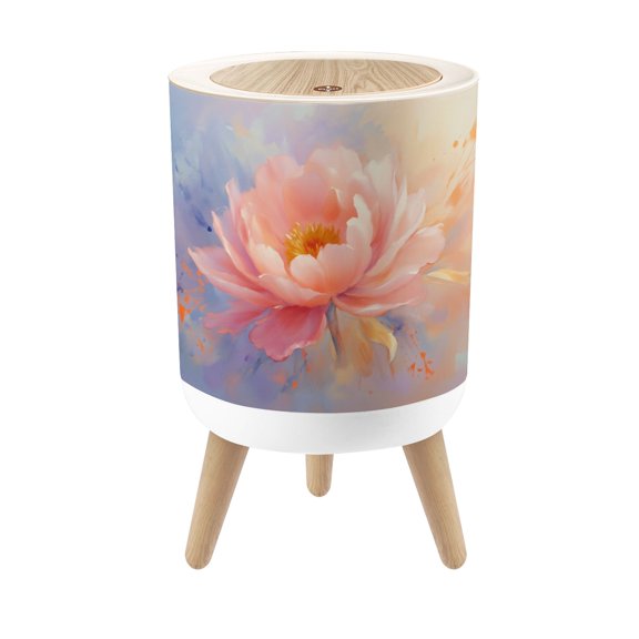 Small Trash Can with Lid Abstract Pink Peony Flower Explosion Soft Pastel 1.8 Gallon Dog Proof Trash Can Round Garbage Can Waste Bin Wastebasket for Bathroom Bedroom Living Room