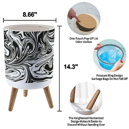 Small Trash Can with Lid for Bathroom Kitchen Office Diaper Aesthetic ...