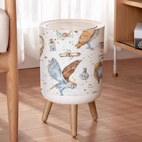 Small Trash Can With Silent Lid – 7L Capacity, Blue Abstract Design, Pet-Proof & Odor-Controlling