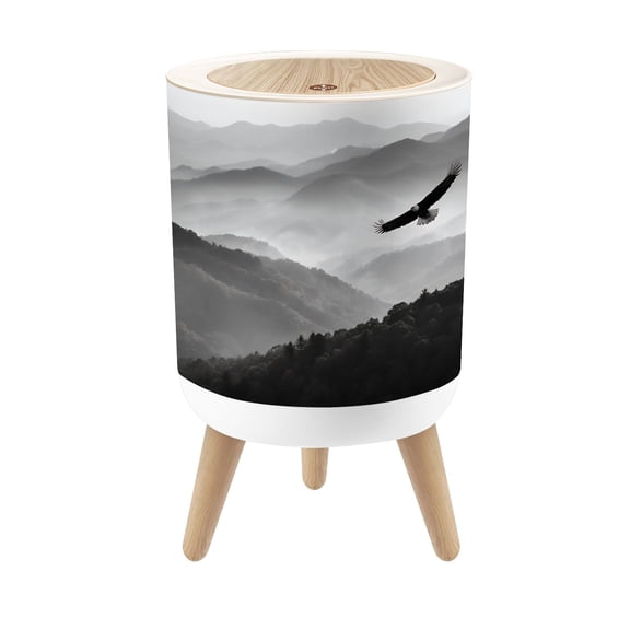 Small Trash Can with Lid Eagle Shadow Misty Ridges 1.8 Gallon Dog Proof Trash Can Round Garbage Can Waste Bin Wastebasket for Bathroom Bedroom Living Room