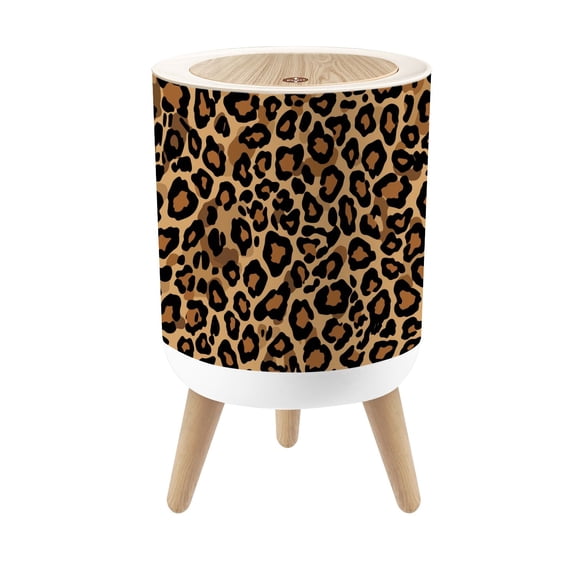Small Trash Can with Lid Leopard Print Bold Spots Earthy Tones 1.8 Gallon Dog Proof Trash Can Round Garbage Can Waste Bin Wastebasket for Bathroom Bedroom Living Room