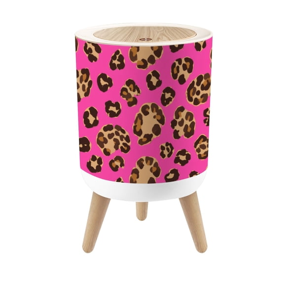 Small Trash Can with Lid Leopard Print Leopard Nursery Black Brown Pink Cheetah Leopard 1.8 Gallon Dog Proof Trash Can Round Garbage Can Waste Bin Wastebasket for Bathroom Bedroom Living Room