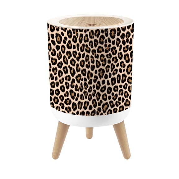 Small Trash Can with Lid Leopard Print Modern Themed Brown Animal Patterns Spots 1.8 Gallon Dog Proof Trash Can Round Garbage Can Waste Bin Wastebasket for Bathroom Bedroom Living Room