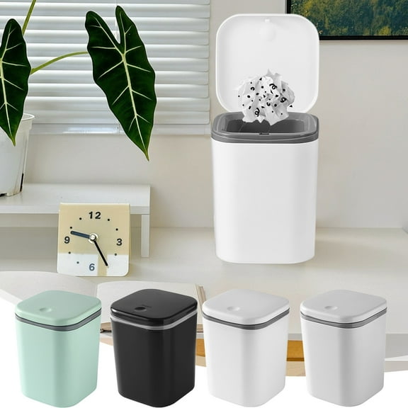 Small Trash Can with Lid, Mini Trash Can for Bathroom, Office and Bedroom, Small Bathroom Garbage Can with Swing Top, Compact Waste Basket for Desk, Dorm & Home, Black - Xuniizn
