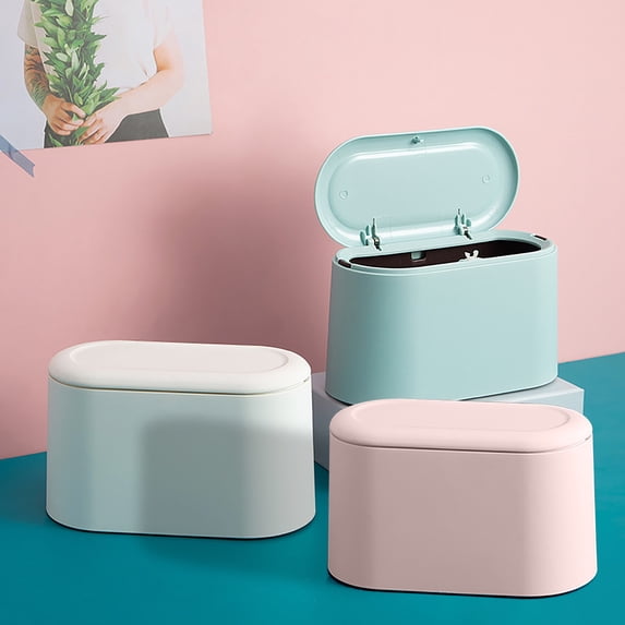 Small Trash Can with Lid, Mini Trash Can for Bathroom, Office and Bedroom, Small Bathroom Garbage Can with Swing Top, Compact Waste Basket for Desk, Dorm & Home, Blue - Xuniizn