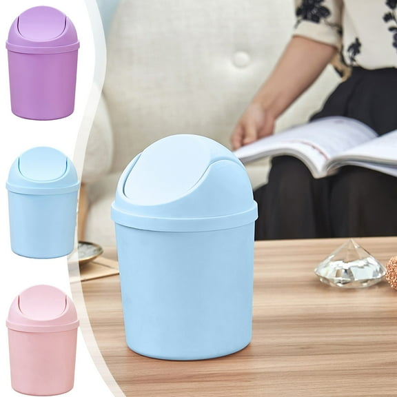 Small Trash Can with Lid, Mini Trash Can for Bathroom, Office and Bedroom, Small Bathroom Garbage Can with Swing Top, Compact Waste Basket for Desk, Dorm & Home, Sky Blue - Xuniizn