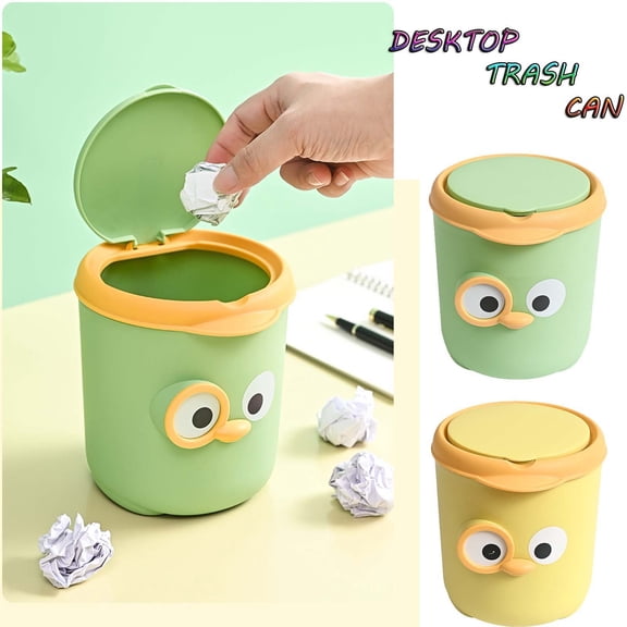Small Trash Can with Lid, Mini Trash Can for Bathroom, Office and Bedroom, Small Bathroom Garbage Can with Swing Top, Compact Waste Basket for Desk, Dorm & Home, Yellow - Xuniizn