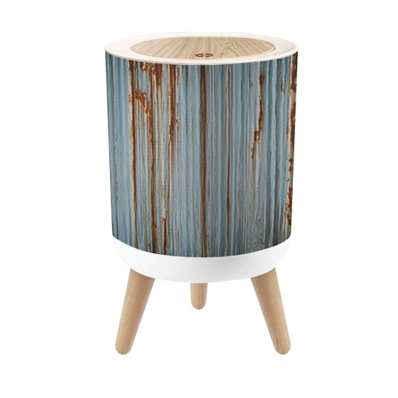 Small Trash Can with Lid Old zinc wall rusty metal panel Factory rustic farmhouse 1.8 Gallon Dog Proof Trash Can Round Garbage Can Waste Bin Wastebasket for Bathroom Bedroom Living Room