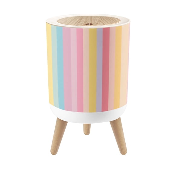 Small Trash Can with Lid Pastel Stripes Rainbow Stripes Summer Stripes Seamless 1.8 Gallon Dog Proof Trash Can Round Garbage Can Waste Bin Wastebasket for Bathroom Bedroom Living Room