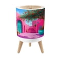 Small Trash Can with Lid Pink Moroccan Style Courtyard Turquoise Door ...