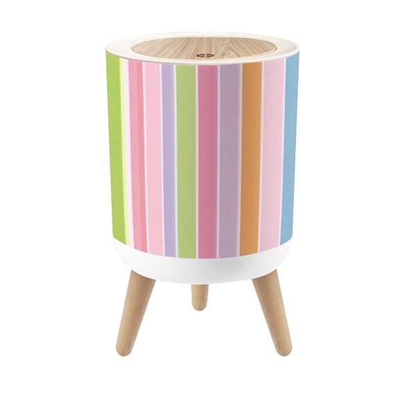 Small Trash Can with Lid Rainbow Stripes Seamless Vertical stripes pastel colors for 1.8 Gallon Dog Proof Trash Can Round Garbage Can Waste Bin Wastebasket for Bathroom Bedroom Living Room
