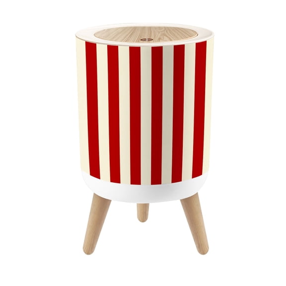 Small Trash Can with Lid Red White Vertical Striped Retro Circus Style 1.8 Gallon Dog Proof Trash Can Round Garbage Can Waste Bin Wastebasket for Bathroom Bedroom Living Room