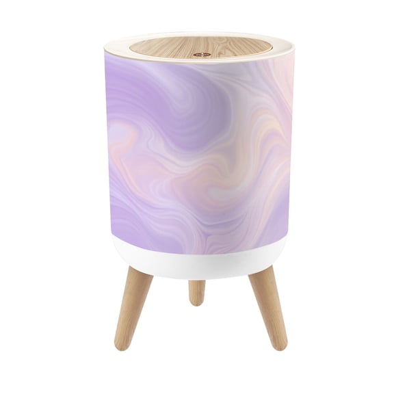 Small Trash Can with Lid Soft Pastel Purple Peach Abstract Marble Swirl 1.8 Gallon Dog Proof Trash Can Round Garbage Can Waste Bin Wastebasket for Bathroom Bedroom Living Room