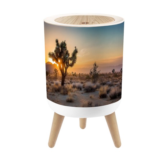 Small Trash Can with Lid Sunset desert landscape Joshua Tree National Park California 1.8 Gallon Dog Proof Trash Can Round Garbage Can Waste Bin Wastebasket for Bathroom Bedroom Living Room