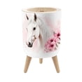Small Trash Can with Lid White Horse Pink Flower Wild Animal Modern ...