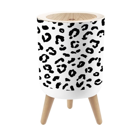 Small Trash Can with Lid Wild Animal Leopard Print Black Cheetah Leopard Spot 1.8 Gallon Dog Proof Trash Can Round Garbage Can Waste Bin Wastebasket for Bathroom Bedroom Living Room