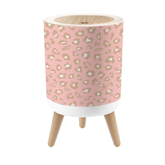 Small Trash Can with Lid Wild Animal Simple Shapes Animal Print Leopard Pink Cheetah 1.8 Gallon Dog Proof Trash Can Round Garbage Can Waste Bin Wastebasket for Bathroom Bedroom Living Room
