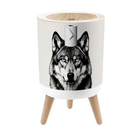 Small Trash Can with Lid Wolf Restroom Paper Toilet Paper Roll Animal Portrait Centered 1.8 Gallon Dog Proof Trash Can Round Garbage Can Waste Bin Wastebasket for Bathroom Bedroom Living Room