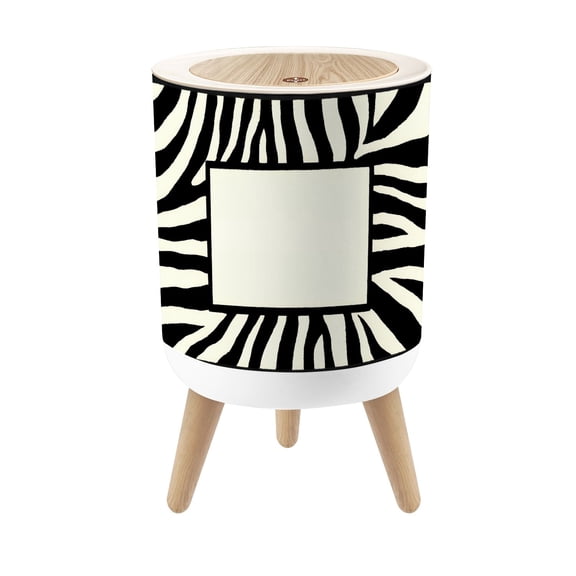 Small Trash Can with Lid Zebra Print Contemporary Black White Stripes Rectangular 1.8 Gallon Dog Proof Trash Can Round Garbage Can Waste Bin Wastebasket for Bathroom Bedroom Living Room