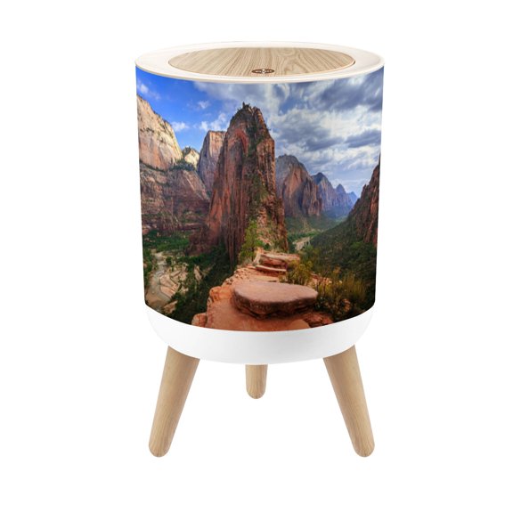 Small Trash Can with Lid angels landing national park utah landscapes pictures 1.8 Gallon Dog Proof Trash Can Round Garbage Can Waste Bin Wastebasket for Bathroom Bedroom Living Room
