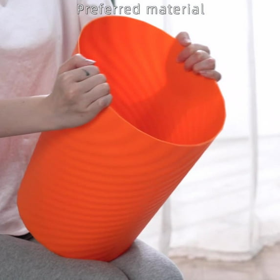 Small Trash Can, Plastic Wastebasket, Garbage Container Bin for Bathrooms, Kitchen, Bedroom, Moden Style (Orange, 1.8 Gallon) 7.87x10"