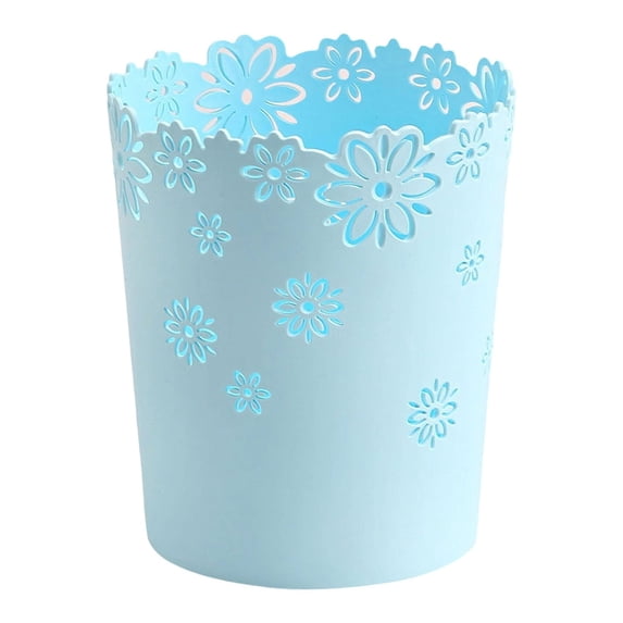 Small Trash Can Plastic Wastebasket Round Garbage Container Bin,Heavy-Duty No Lid Garbage Can for Bathroom,Kitchen,Bedroom, Home,Office,College Dorm,Living Room,Washroom (Middle Blue)