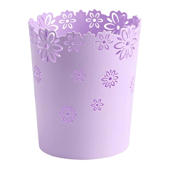 Small Trash Can Plastic Wastebasket Round Garbage Container Bin,Heavy-Duty No Lid Garbage Can for Bathroom,Kitchen,Bedroom, Home,Office,College Dorm,Living Room,Washroom (Small Purple)