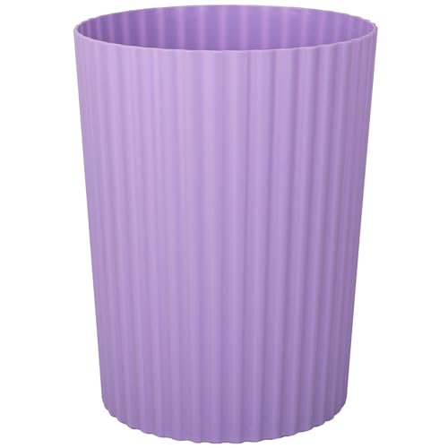 Small Trash Can Plastic Wastebasket Round Garbage Container Bin for Bathroom, Kitchen, Bedroom, Home Office, College Dorm, Taro Purple