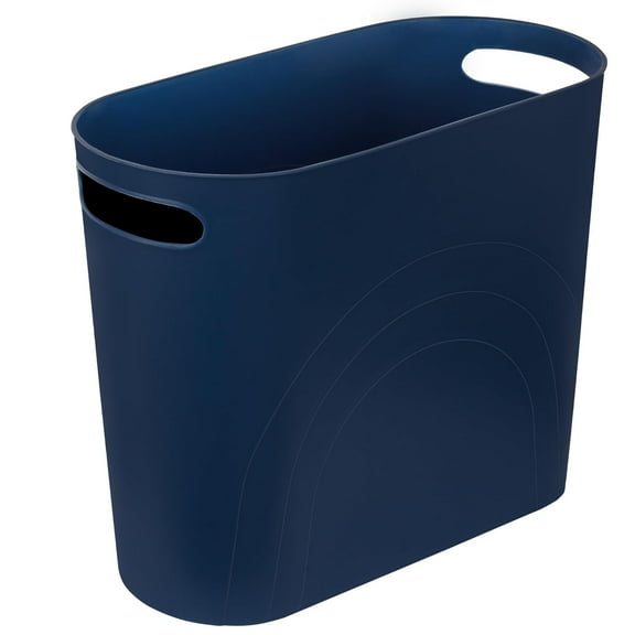 Small Trash Can, Slim Garbage Can Plastic Waste Basket with Handles 3.5 Gallon Container Bin for Narrow Spaces Bathroom, Bedroom, Kitchen, Office at Home, 2 Pack Teal Blue