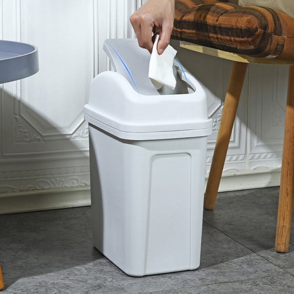 Small Trash Can With Swing-Top Lid Plastic Garbage Bin Wastebaskets Garbage Cans
