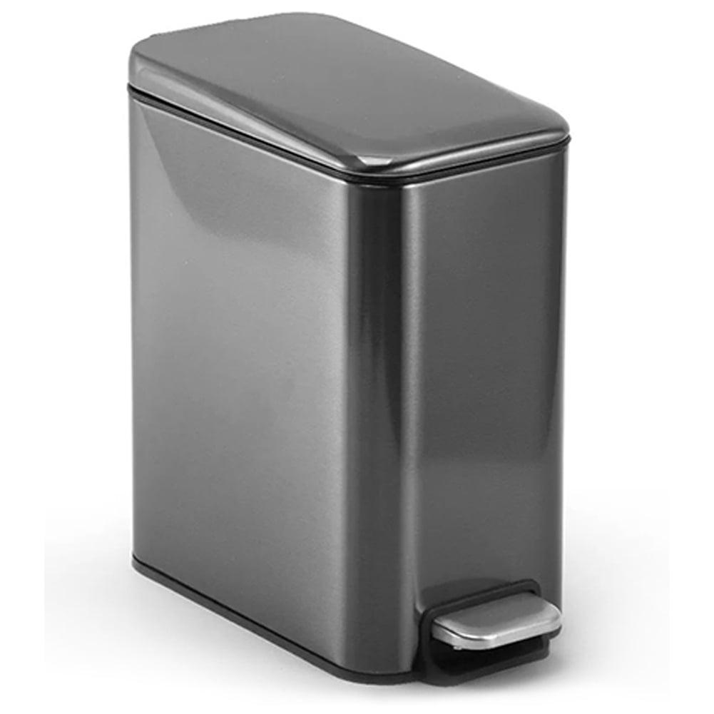 Small Trash Can with Lid 1.3gal Stainless Steel Slim Garbage Can with