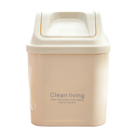 Small Trash Can with Lid 6.7 in x 4.7 in x 4.7 in Polymer Desktop Storage Bin for Kitchen Office Desk