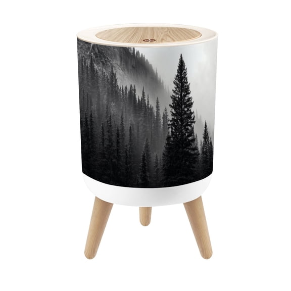 Small Trash Can with Lid Forest 1.8 Gallon Dog Proof Trash Can Round Garbage Can Waste Bin Wastebasket for Bathroom Bedroom Living Room