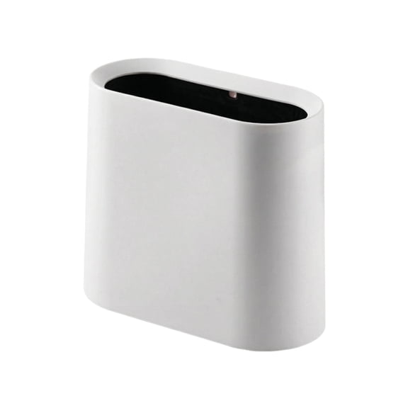Small Trash Can with Lid for Bathroom, Plastic Container with Lid, Compact Slim Waste Bins, 10X4 in White Container, Living Room Nook, 1 Pc