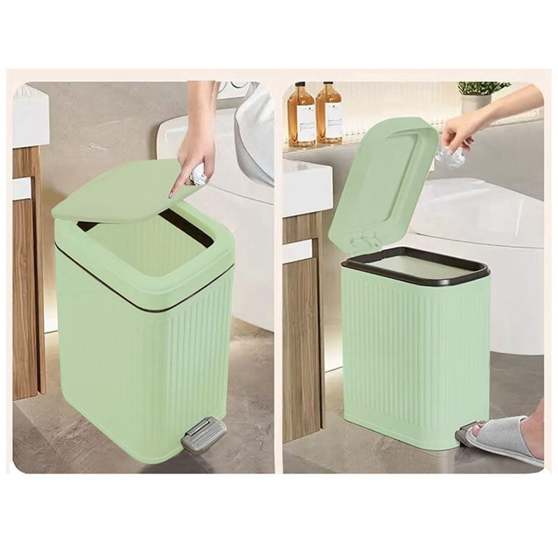 Small Trash Can with Lid with Foot Pedal and Push-on Lid Small Bathroom Trash Can Ultra-Thin Pedal Trash Can