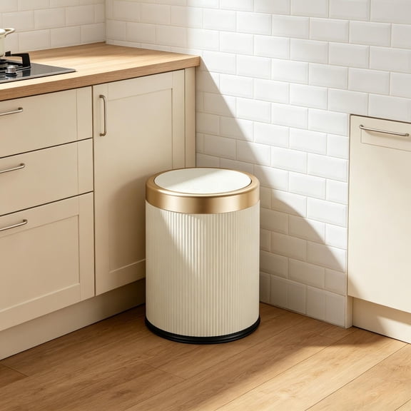 Small Trash Can with Push Button Lid Light Luxury Compact Waste Basket for Bathroom Bedroom Office and Tight Spaces Odor Sealing Garbage Bin