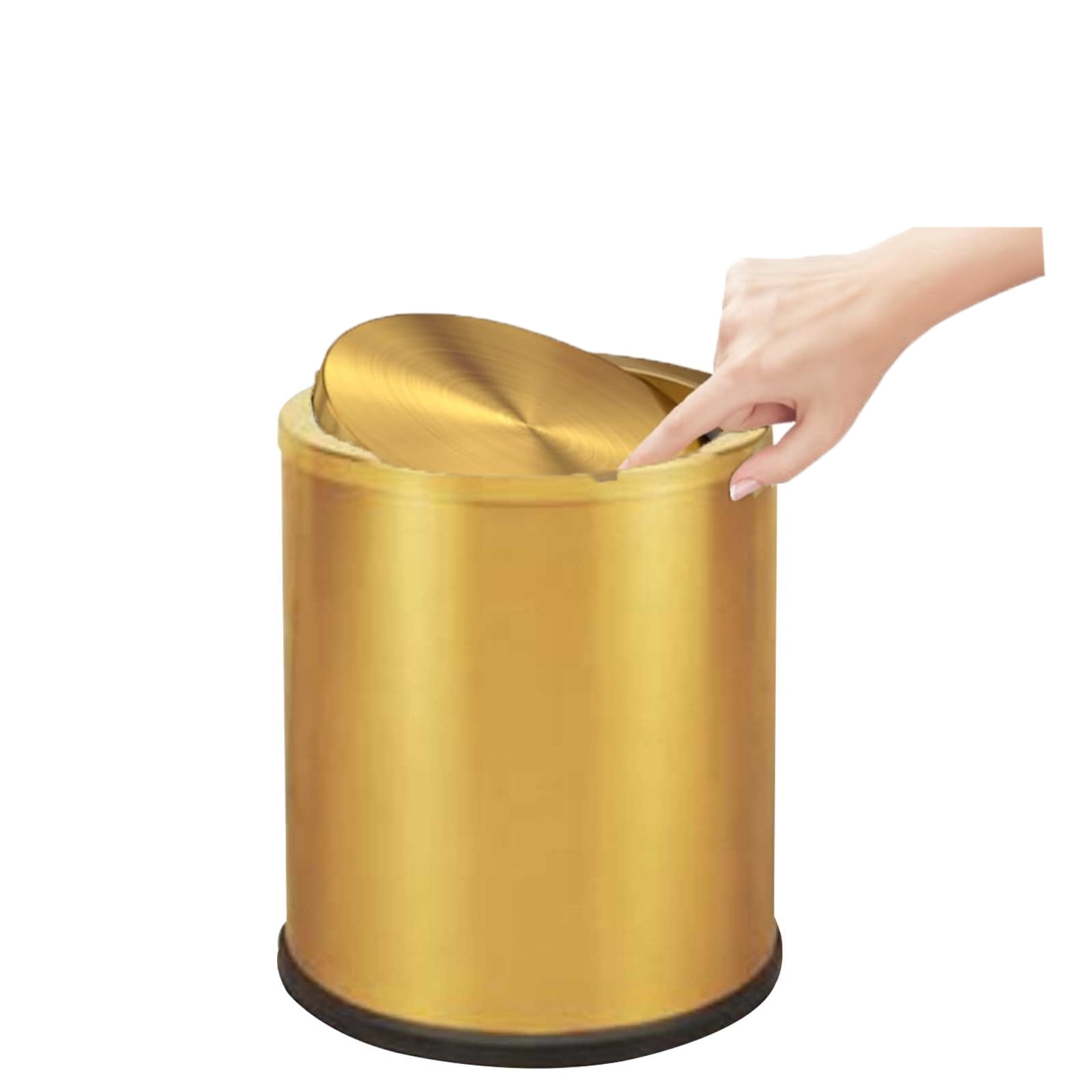 Small Trash can with Flipping lid, Stainless Steel , 2.6gallon,Garbage cans for Bathroom, Kitchen, Living Room. Metallic Gold