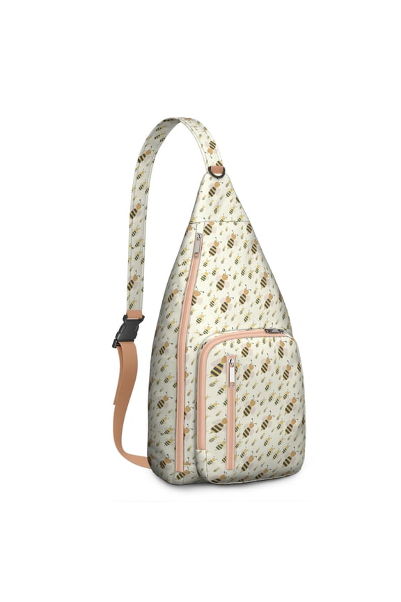Small Travel Backpack with Bee Print – Cute Bumble Bee Crossbody Sling Bag, Compact & Multi-Functional for Essentials, Commute & Shopping