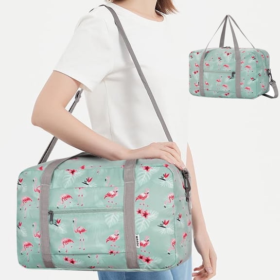 Small Overnight Bags for Women Travel Duffel for Spirit Airlines Lightweight Fashion Personal Item Bag Underseat Carry on Weekender, Flamingo