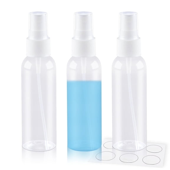 Small Travel Fine Mist Spray Bottles 3 Pack, Refillable Empty Mini Spray Bottles with Labels, Portable Reusable Spray Containers for Travel & Daily Use