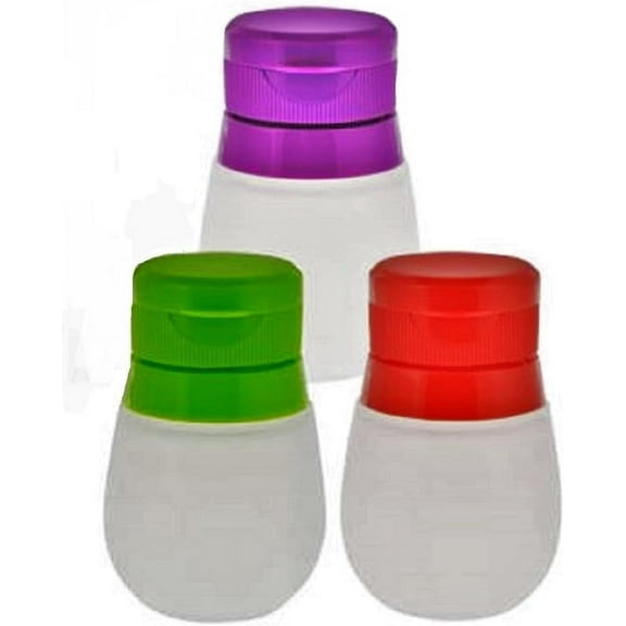Small Travel Food Dressing Storage Silicone Bottle Containers, 3-Ct Set