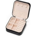 thumbnail image 1 of Small Travel Jewelry Boxes, Portable Jewelry Organizer Display Storage boxes for earrings, rings, necklaces, jewelry boxes for women (Black), 1 of 6