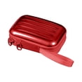 thumbnail image 1 of Small Travel Jewelry Case, Hard Shell Zipper Case, Tin Construction, Brushed Finish, Red, 4X3 In, Jewelry Storage Organizer, Wrist Loop, 1 Pc, 1 of 7