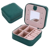 Small Travel Jewelry Case with Mirror, Portable Jewelry Travel Box Organizer for Women, Travel Size Jewelry Case for Earrings Rings Necklaces, Mini Jewelry Travel Case Small
