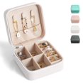 thumbnail image 1 of Small Travel Jewelry Case, Portable Jewelry Organizer Travel Case Leather Jewelry Box Travel Mini Storage Organizer Portable Display Storage Box For Rings Earrings Necklaces Gifts (White), 1 of 6