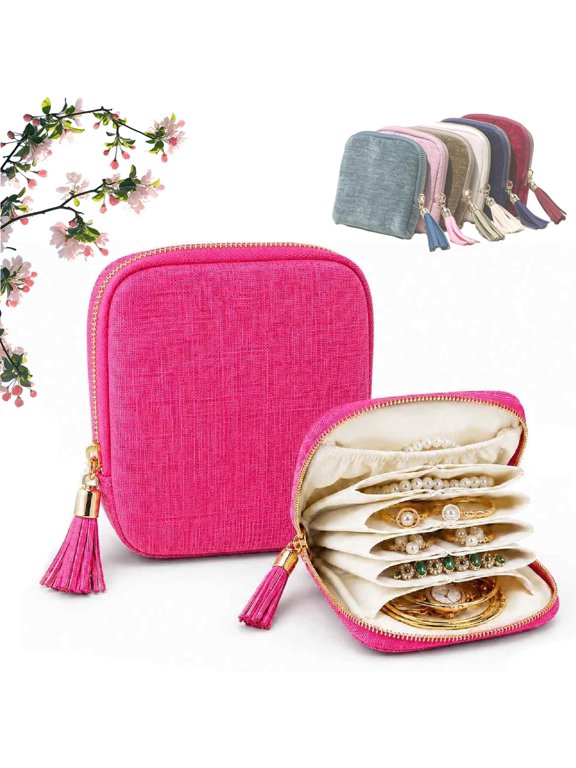 Small Travel Jewelry Case, Soft Velvet Organizer Pouch for Bangles, Bracelets, Large Earrings, Beaded Necklaces, Anti-Scratch & Portable Jewelry Bag Holder for Daily Use & Gift